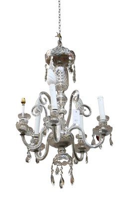 Lot 487 - A Victorian Cut Glass Five Light Chandelier,...