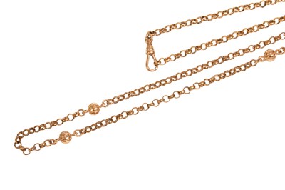 Lot 148 - A Fancy Link Chain, the clip fastening stamped...