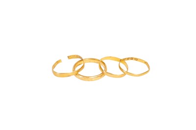 Lot 146 - Four 22 Carat Gold Band Rings, three a.f., one...