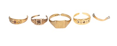 Lot 116 - An 18 Carat Gold Ring (a.f.); and Three...