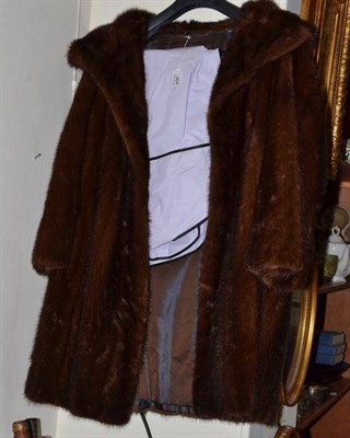 Lot 364 - Brown mink jacket with shawl collar