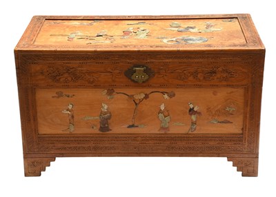 Lot 517 - A Chinese Soapstone Inlaid Camphor Wood Chest,...