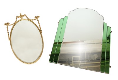 Lot 526 - An Art Deco Sectional Wall Mirror, arched...