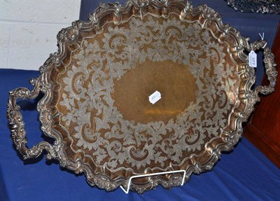 Lot 377 - Edwardian ornate EPNS oval tea tray