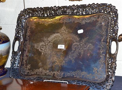 Lot 379 - Pierced plated rectangular tray