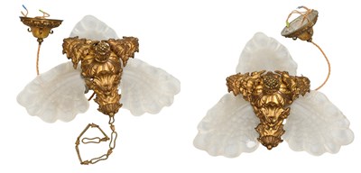 Lot 237 - A Pair of Gilt Metal Hanging Lights, 1st half...