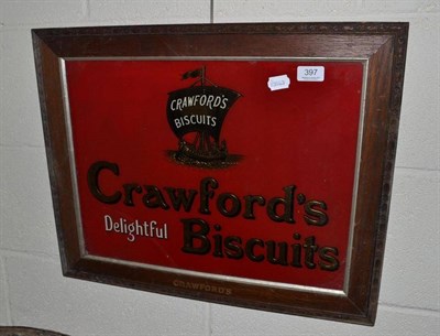 Lot 397 - An oak framed 'Crawford's Delightful Biscuits' advertising sign, frame inscribed Crawford's