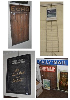 Lot 398 - Eight newspaper boards and enamel signs including The Daily Mail