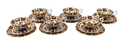 Lot A Set of Six Royal Crown Derby Porcelain Trios,...