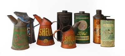 Lot 116 - Two Shell Metal Oil Pouring Cans, A Fina Metal...