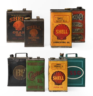 Lot 24 - A BP Petrol Can (lacking cap), Four Shell...