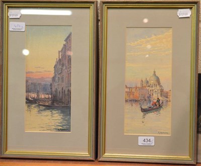 Lot 434 - Arthur Meyrick, pair of watercolours, Venice