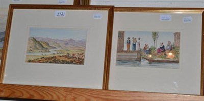 Lot 442 - Two watercolours by Isabella Galton 'At the customs house on the Rhine, near Strasbourg' and...