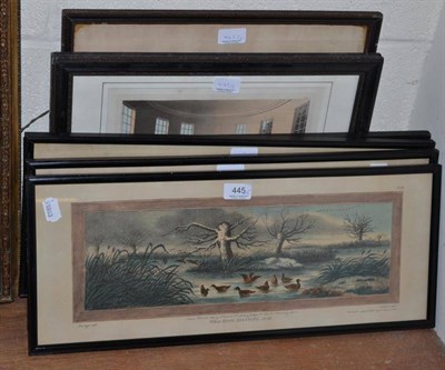 Lot 445 - A set of four shooting prints and two cock fighting prints