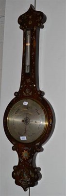 Lot 450 - Victorian rosewood and mother of pearl inlaid wheel barometer, dial inscribed Dan Robinson,...