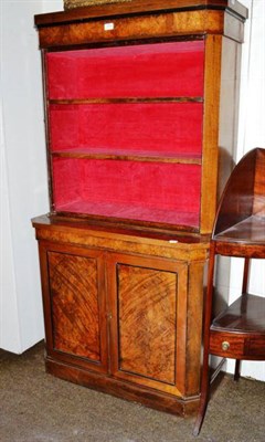 Lot 459 - Victorian burr walnut open bookcase with cupboard base