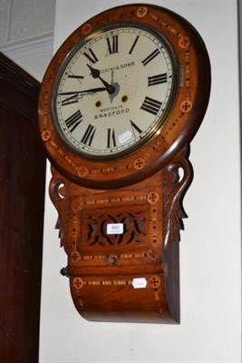 Lot 460 - 19th century walnut drop dial wall clock, retailed by Fattorini & Sons, Westgate Bradford