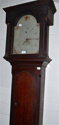 Lot 464 - Oak longcase clock with painted dial face