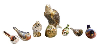 Lot Royal Crown Derby Porcelain Bird Paperweights,...