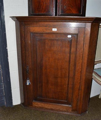 Lot 472 - 19th century oak hanging corner cupboard