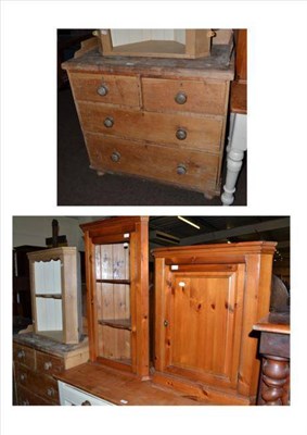 Lot 476 - A Victorian pine washing chest and three pine open hanging corner cupboards