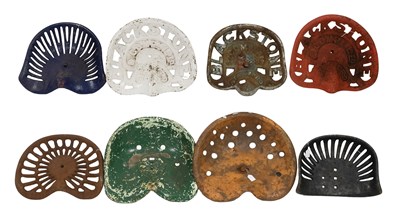 Lot 114 - Eight Metal Tractor Seats, to include: three...