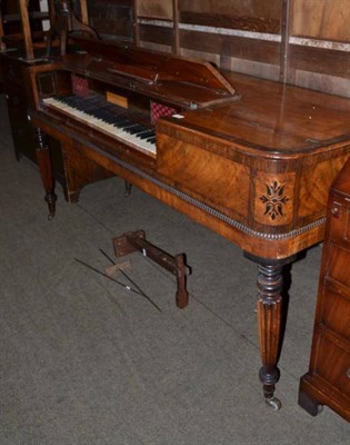 Lot 486 - A mahogany and rosewood inlaid square piano, John Broadwood and Sons