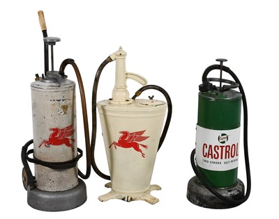 Lot 123 - Three Garage Forecourt Oil Pumps, comprising:...