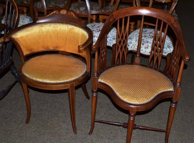 Lot 532 - Two Edwardian mahogany elbow chairs