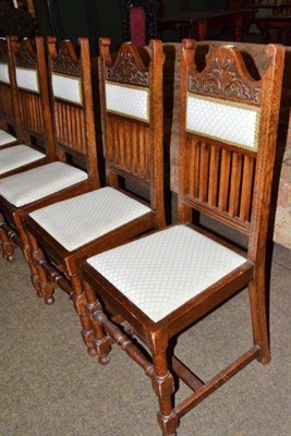 Lot 538 - Set of six Edwardian carved oak chairs