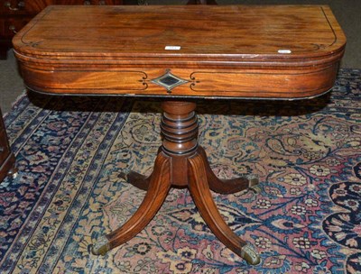 Lot 541 - 19th century mahogany fold-over card table