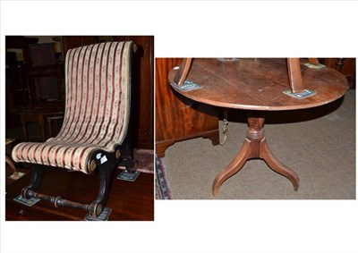 Lot 549 - 19th century ebonised chair and a mahogany tripod table