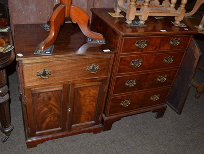 Lot 560 - A reproduction mahogany cabinet and a mahogany cupboard with single drawer (2)