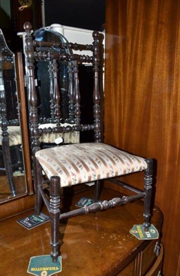 Lot 562 - A bobbin turned child's chair and an Edwardian inlaid mahogany salon chair