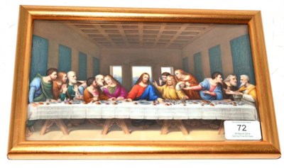 Lot 72 - A German Porcelain Rectangular Plaque, circa 1900, painted in colours with the Last Supper...