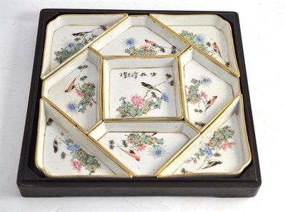 Lot 48 - A Chinese hors d'oeuvres set in Chinese hardwood case