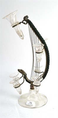 Lot 79 - A glass epergne with seven flutes