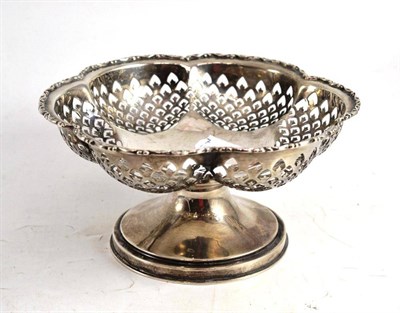 Lot 92 - A George V silver dish, Chester 1910 with pierced sides and pedestal base