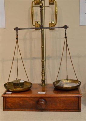 Lot 133 - Mahogany and brass scales and weights