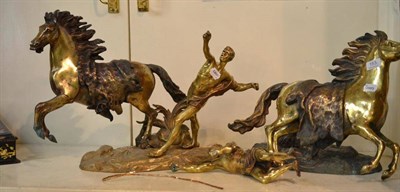 Lot 153 - Pair of brass Marley horses