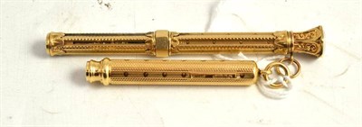 Lot 163 - A 9ct gold pencil by Samuel Mordan & Co and another (2)