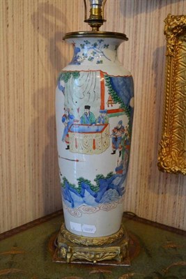 Lot 96 - A Chinese Wucai Porcelain Vase, in 17th century style, of slender baluster form with flared...