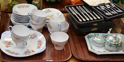 Lot 184 - A collection of Shelley tea wares, pattern no. 2267, 13668, various silver flatware, a dressing...