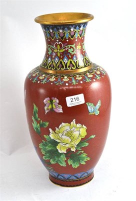 Lot 216 - Large 20th century cloisonne baluster vase