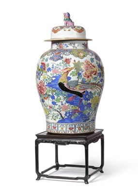 Lot 102 - A Chinese "Famille Rose " Baluster Vase and Cover, Qing Dynasty, Qianlong period (1736-1795),...