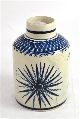 Lot 254 - A pearlware blue and white tea caddy