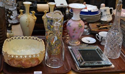 Lot 266 - Two trays of decorative ceramics including a pair of Royal Worcester blush ivory vases, a Royal...