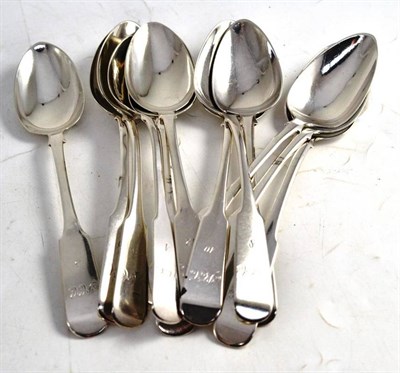 Lot 282 - A set of twelve silver dessert spoons