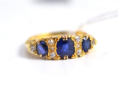 Lot 288 - A sapphire and diamond ring with Chester hallmark