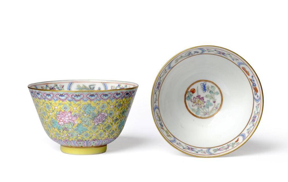 Lot 108 - A Pair of Chinese Porcelain Bowls, Tongzhi reign marks and possibly of the period, painted in...